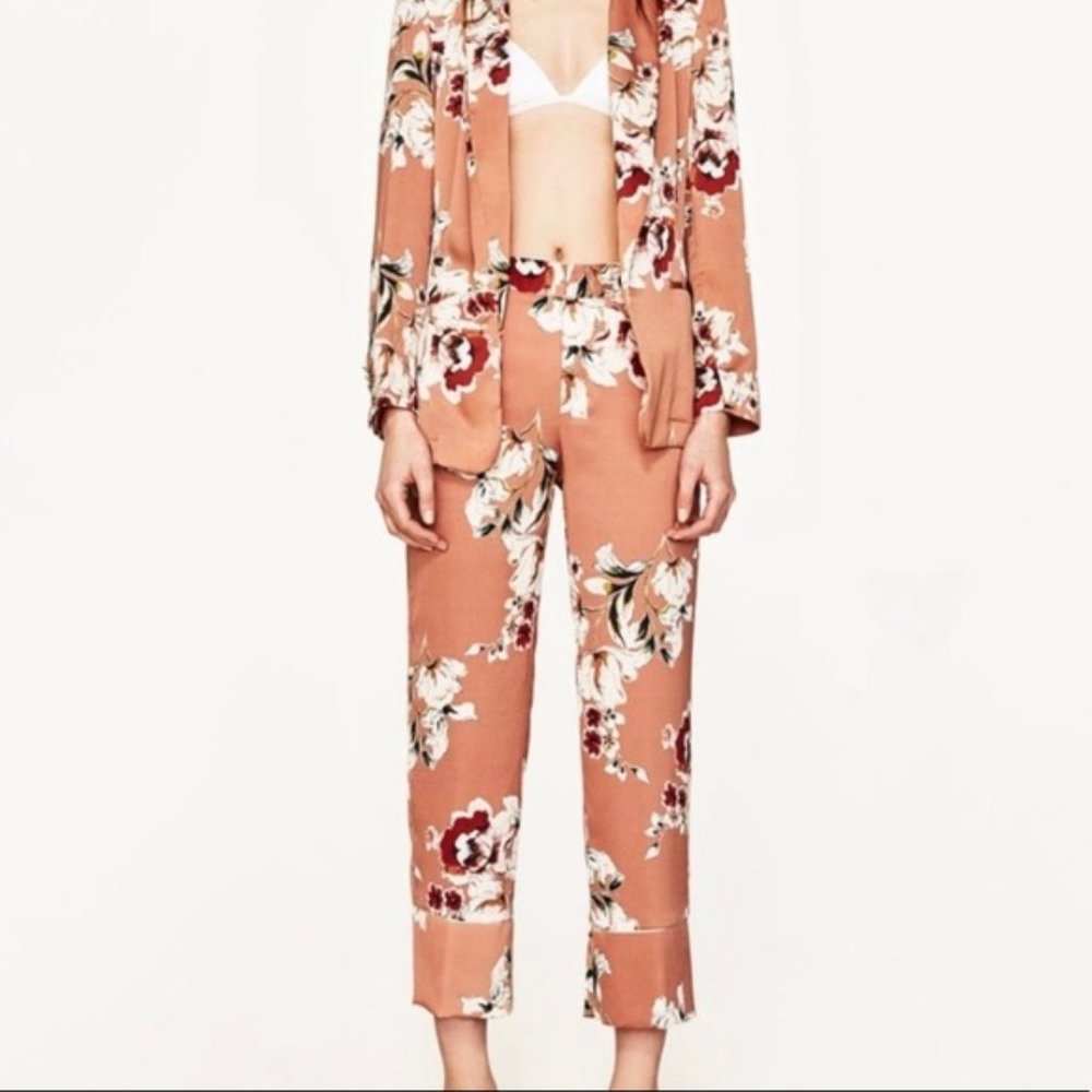 Zara Floral Satin Trousers